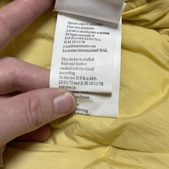 Vintage 70s‎ Down Puffer Jacket Pale Butter Yellow Real Feathers Norma Dilegge - Picture 15 of 16